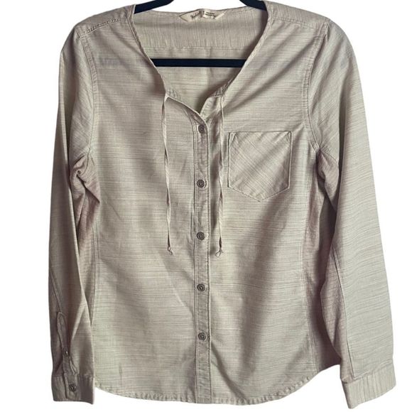 Woolrich Tops - Woolrich Size Medium Outside Air Eco Rich Button Down Shirt Cream Netural Linen